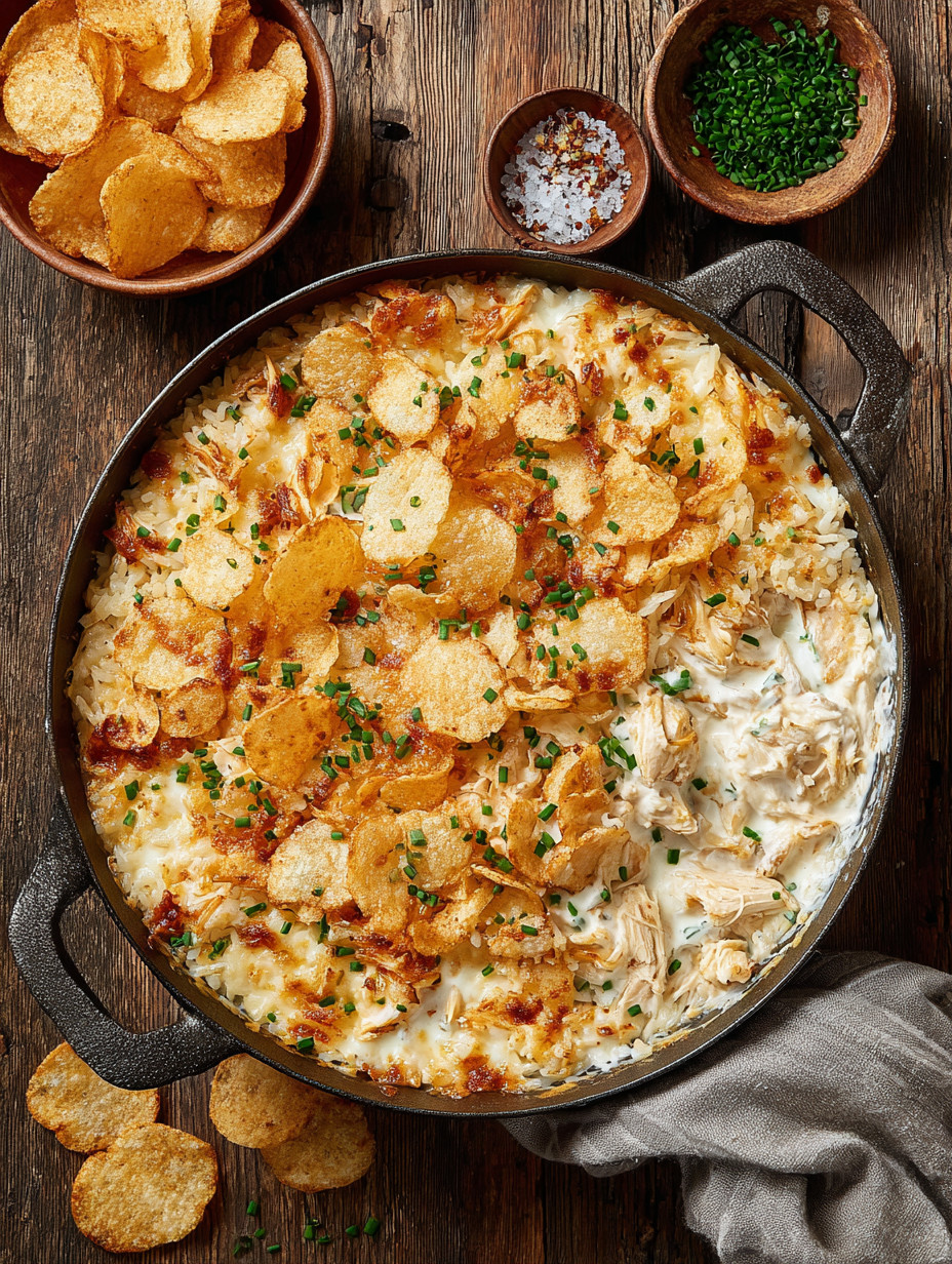 A bowl of chicken and potato salad.