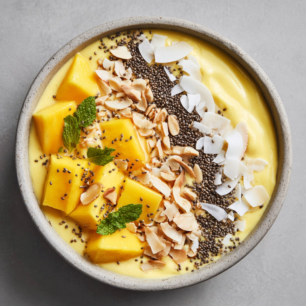 Bowl of fruit with nuts and coconut.