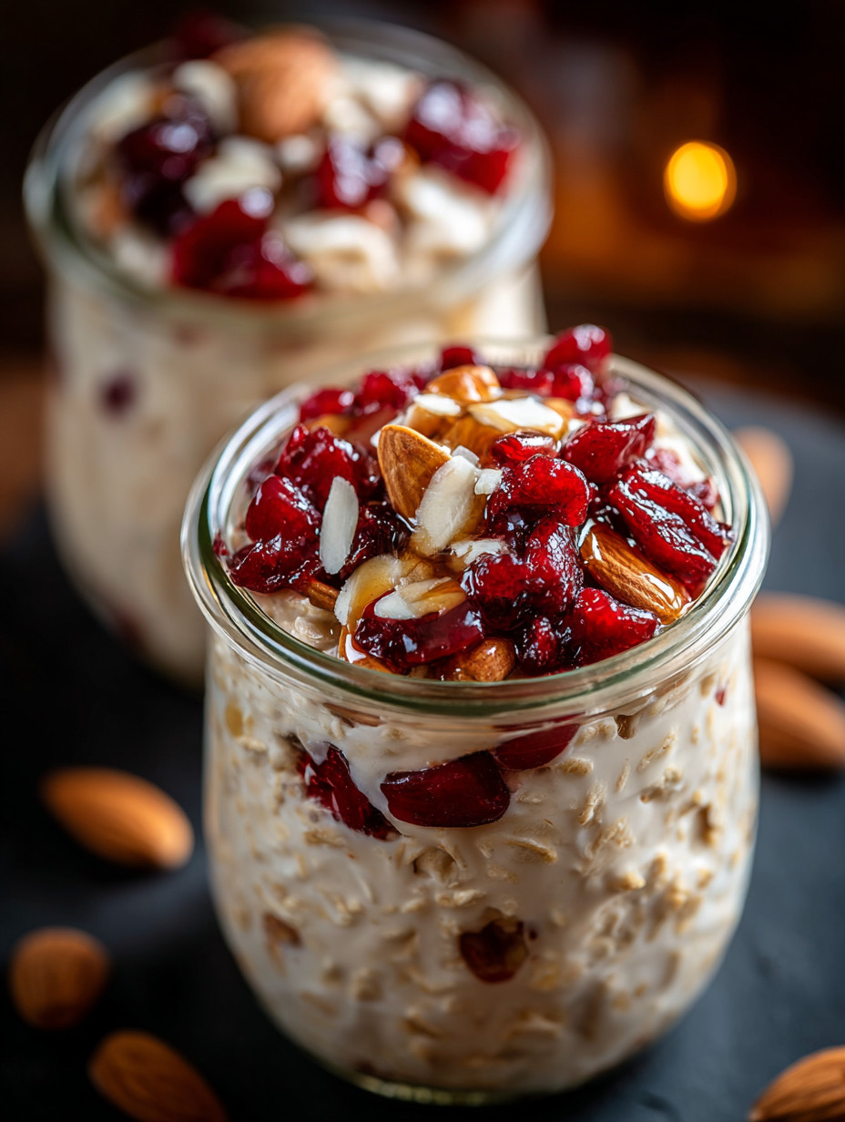 A glass of food with nuts and berries.