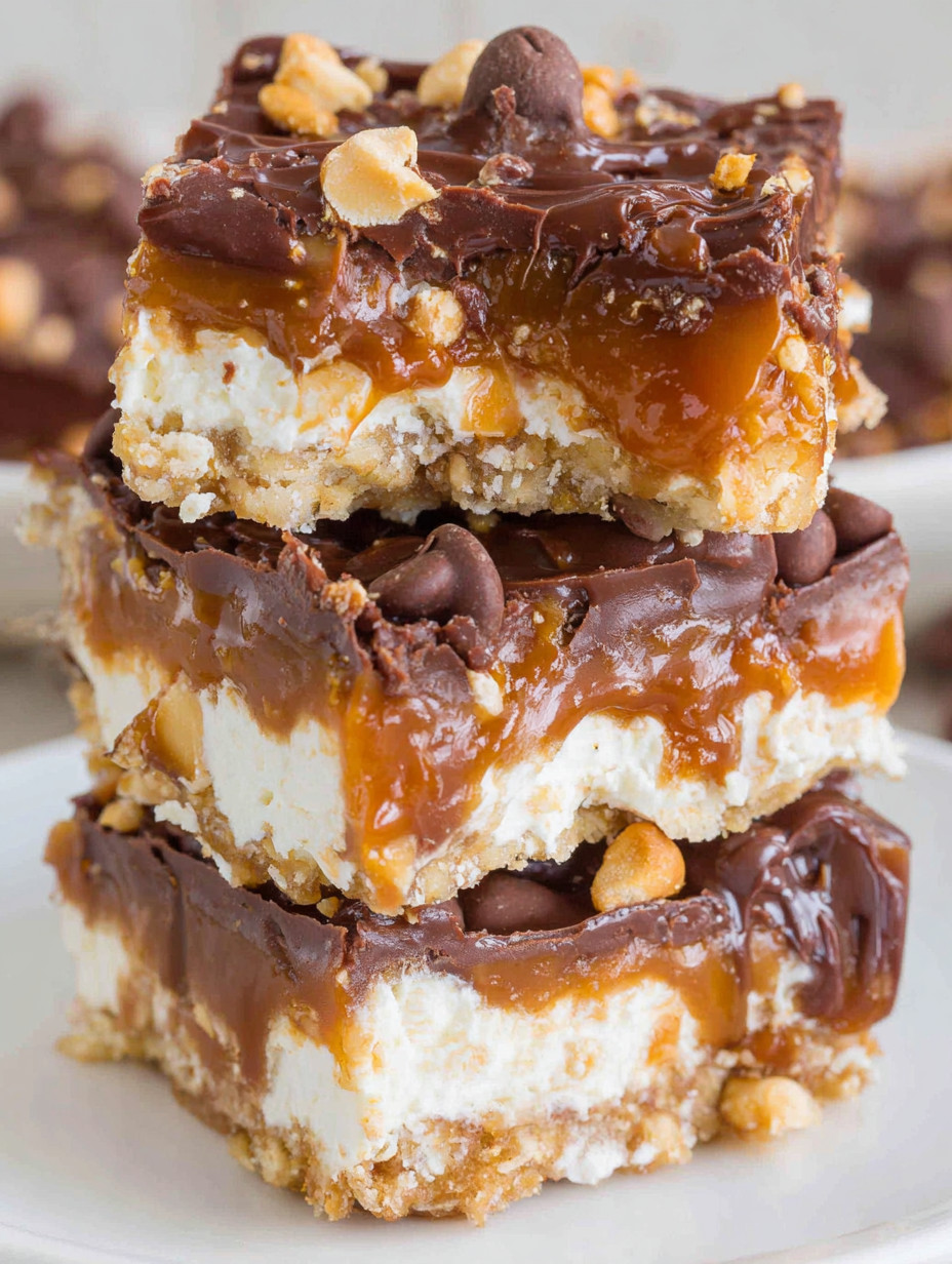 A stack of chocolate and peanut butter bars.