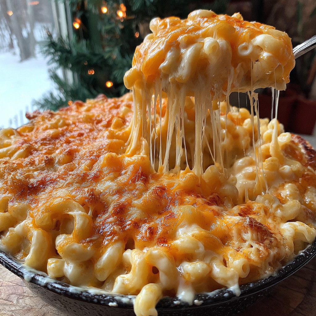 A bowl of macaroni and cheese.