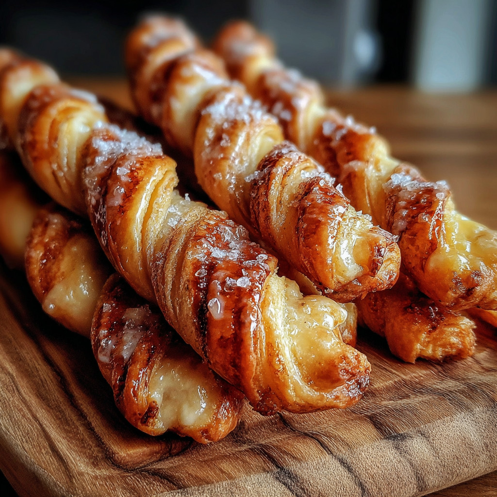 A wooden table with a plate of pastries.