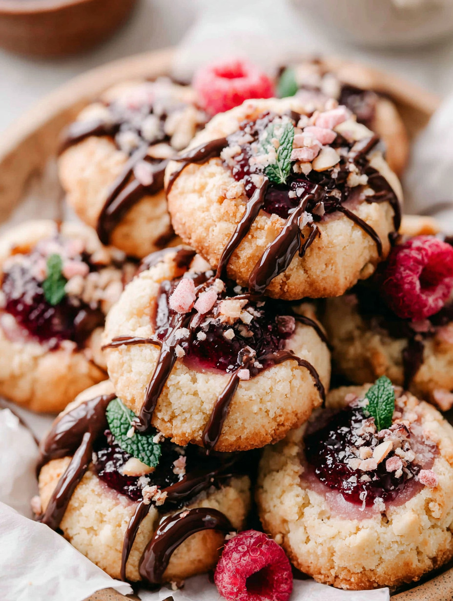 Chocolate covered cookies with raspberry jam.