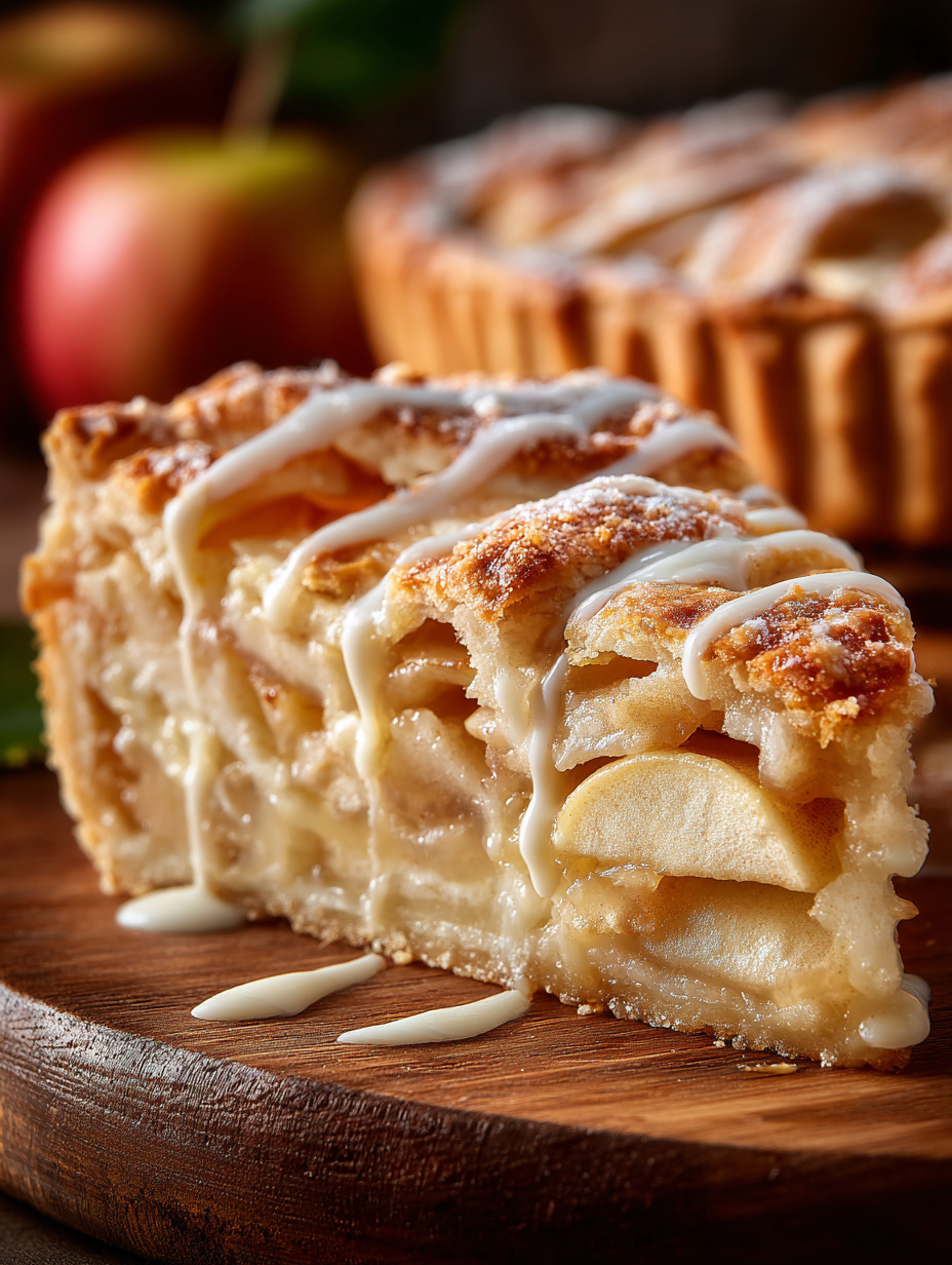 A slice of pie with white icing.