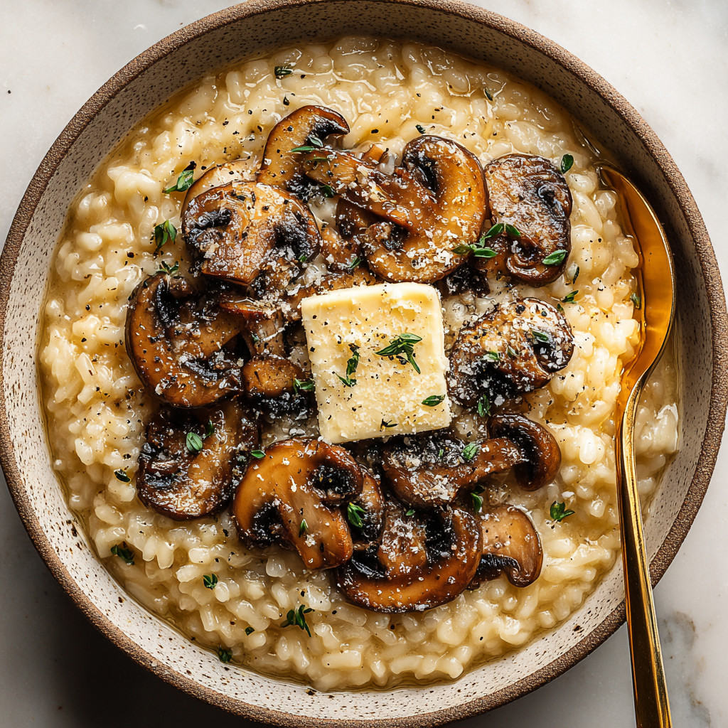 A bowl of mushrooms and rice.
