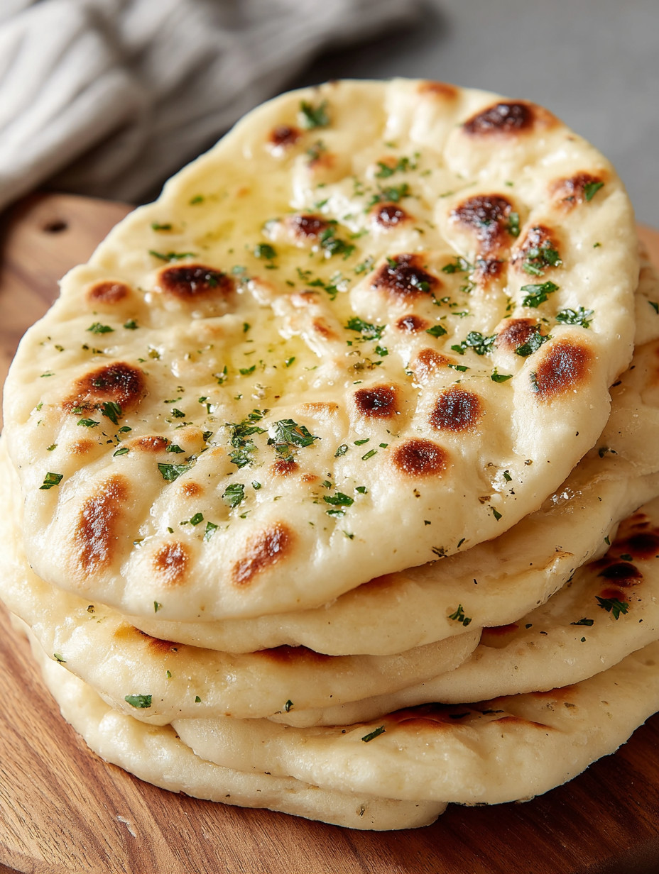 A stack of pita bread with oil on top.