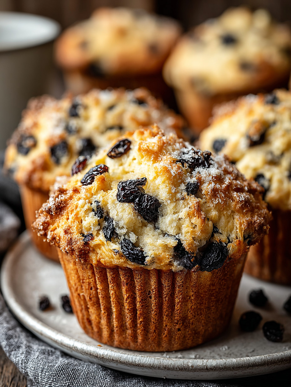 A cupcake with raisins and cinnamon on top.