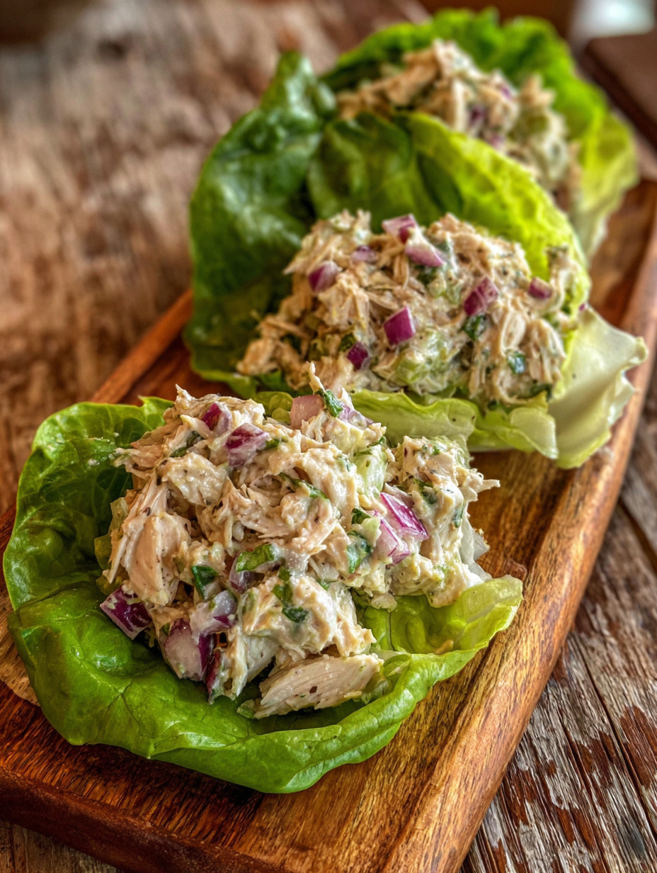 A plate of food with lettuce wraps and chicken.