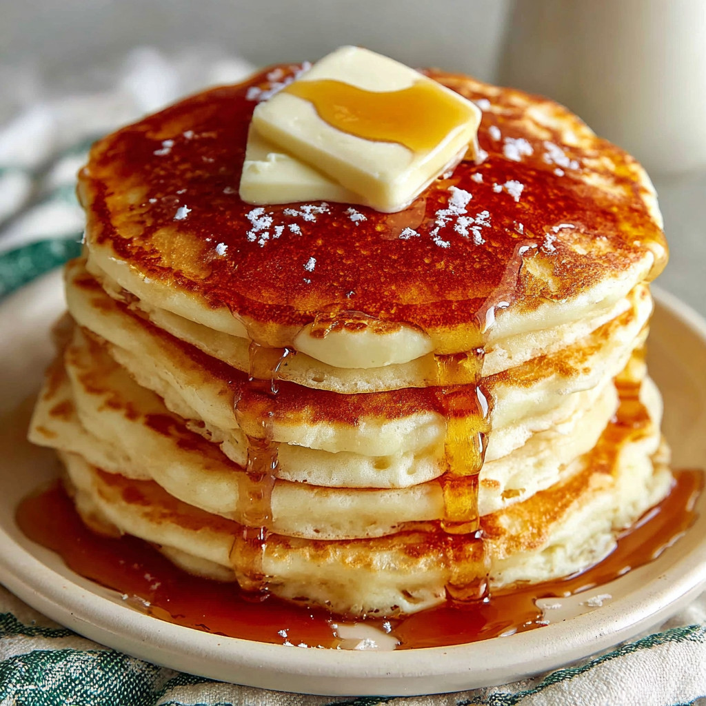 A stack of pancakes with butter dripping off.