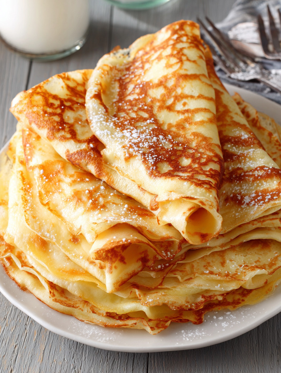 A stack of pancakes on a plate.