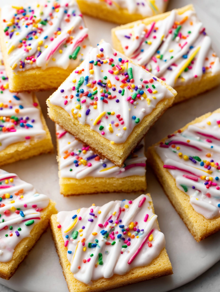 A plate of cake with sprinkles.