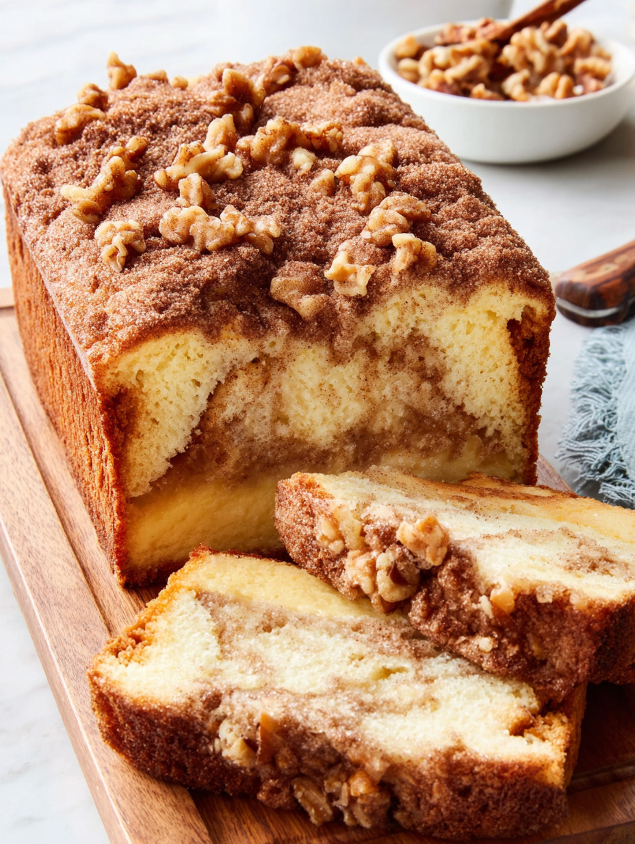 A slice of cake with walnuts.