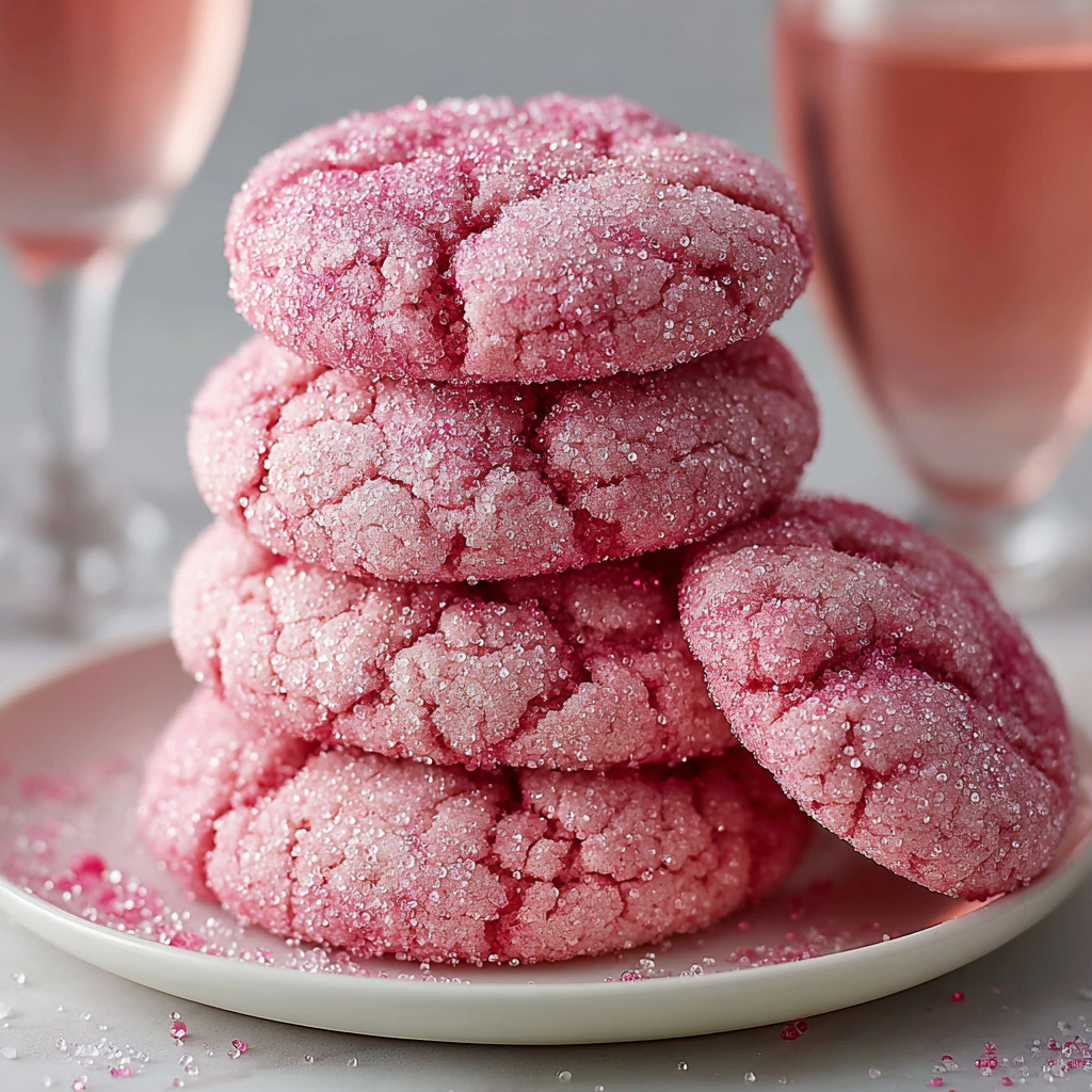A stack of pink frosted cookies.