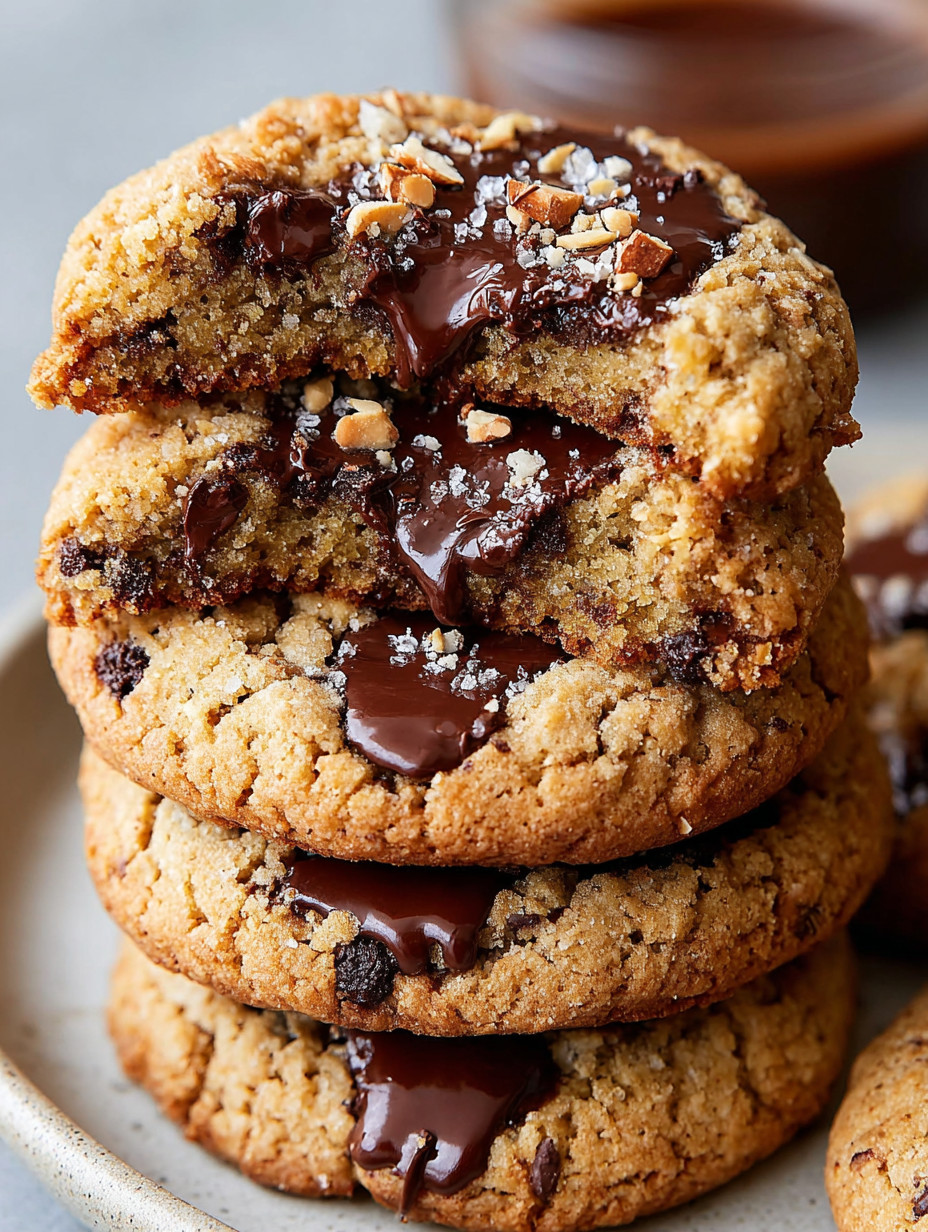 Chocolate chip cookies with chocolate drizzle.