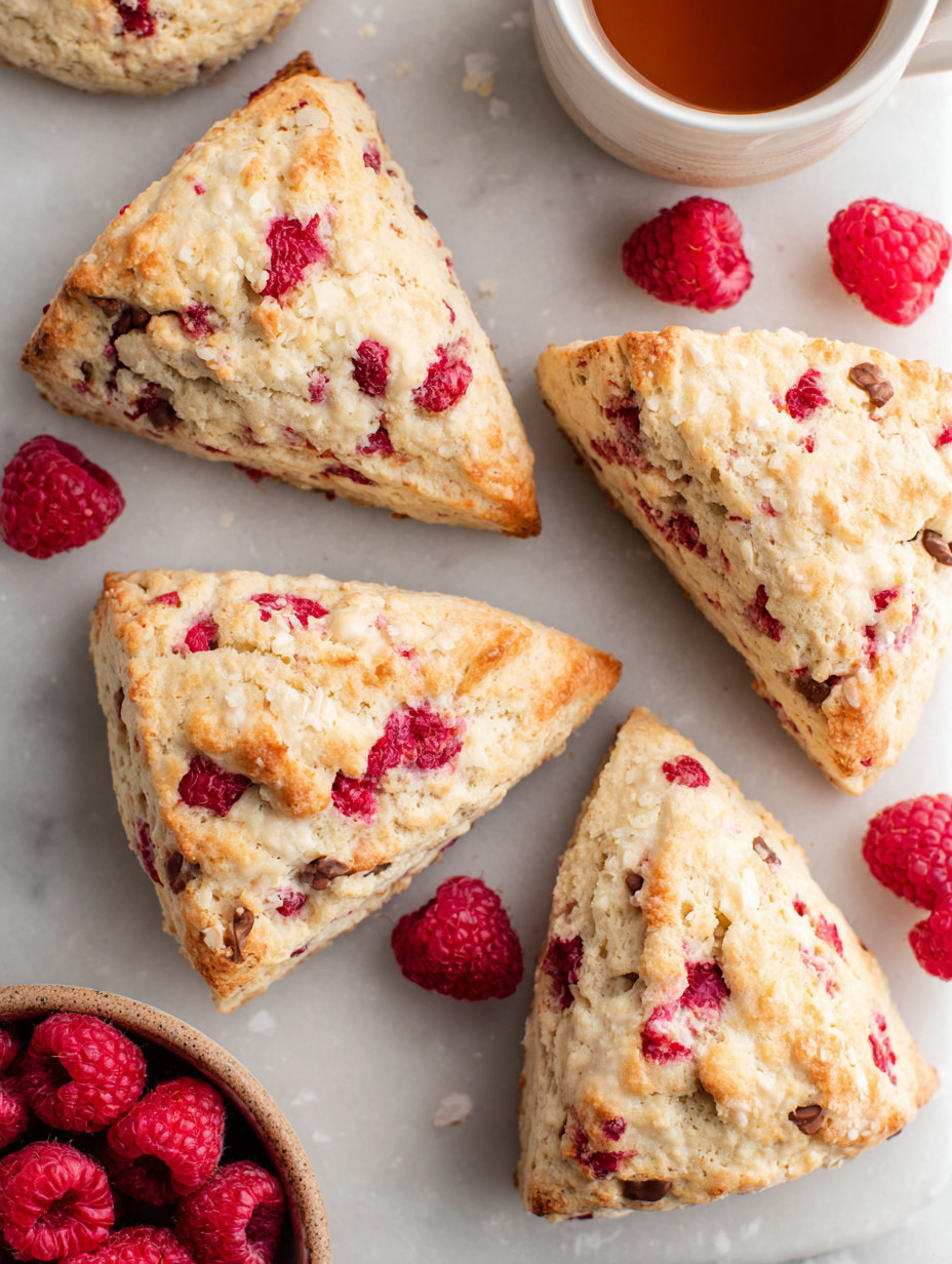 Three pieces of raspberry muffin on a plate.
