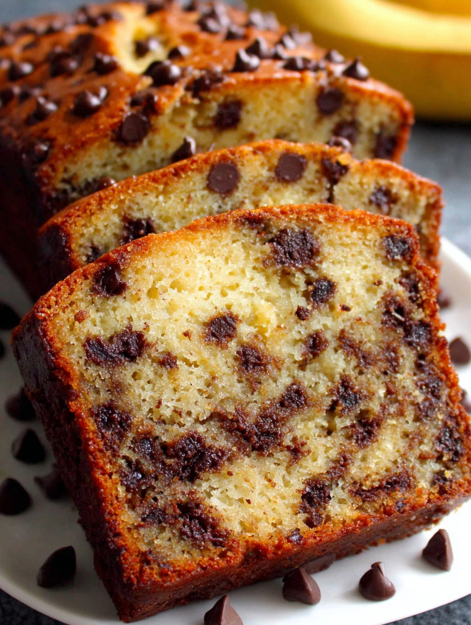 A slice of chocolate cake with chocolate chips.