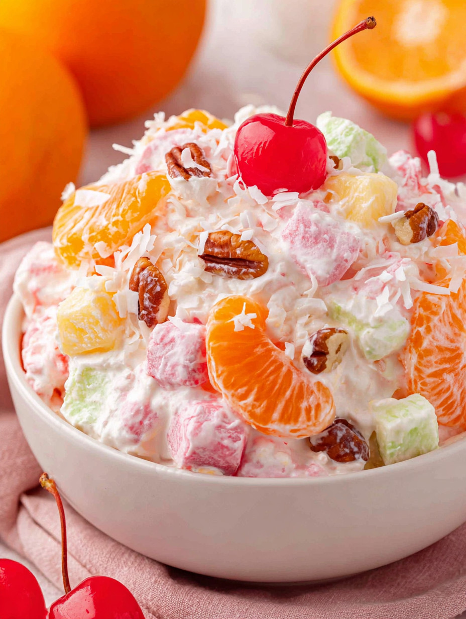 A bowl of fruit with cherries and oranges.
