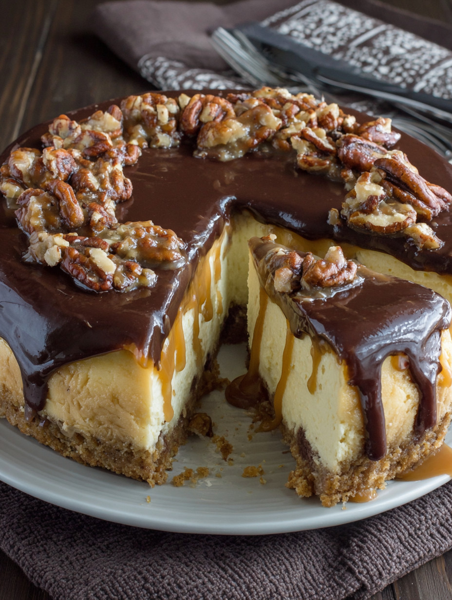 A slice of cake with walnuts and chocolate.