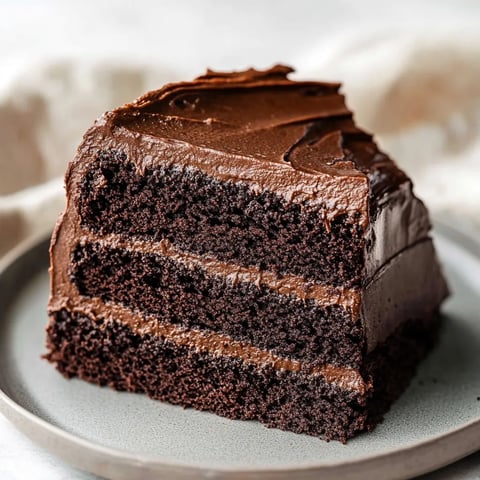 A slice of rich and moist chocolate cake.