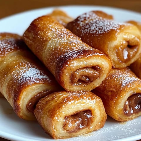 A plate of cinnamon roll french toast roll-ups.