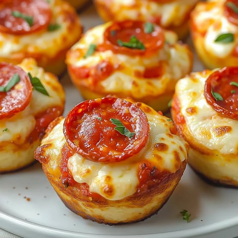 A plate of pizza cupcakes.