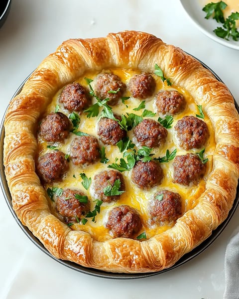 A breakfast sausage crescent rolls dish.