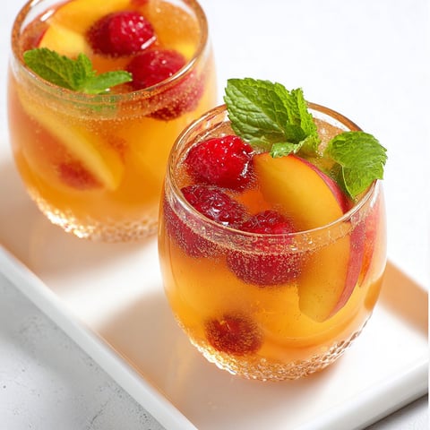 Two glasses of Raspberry Peach Sangria.